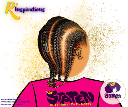 🌀 Motifs Lignes Courbées & Tresses Collées/Cornrows