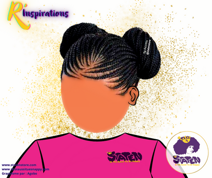 Tresses Collées/Cornrows sur Cheveux Libres - Fille