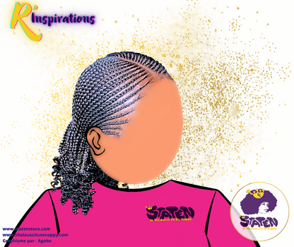 Tresses Collées/Cornrows sur Cheveux Libres - Fille
