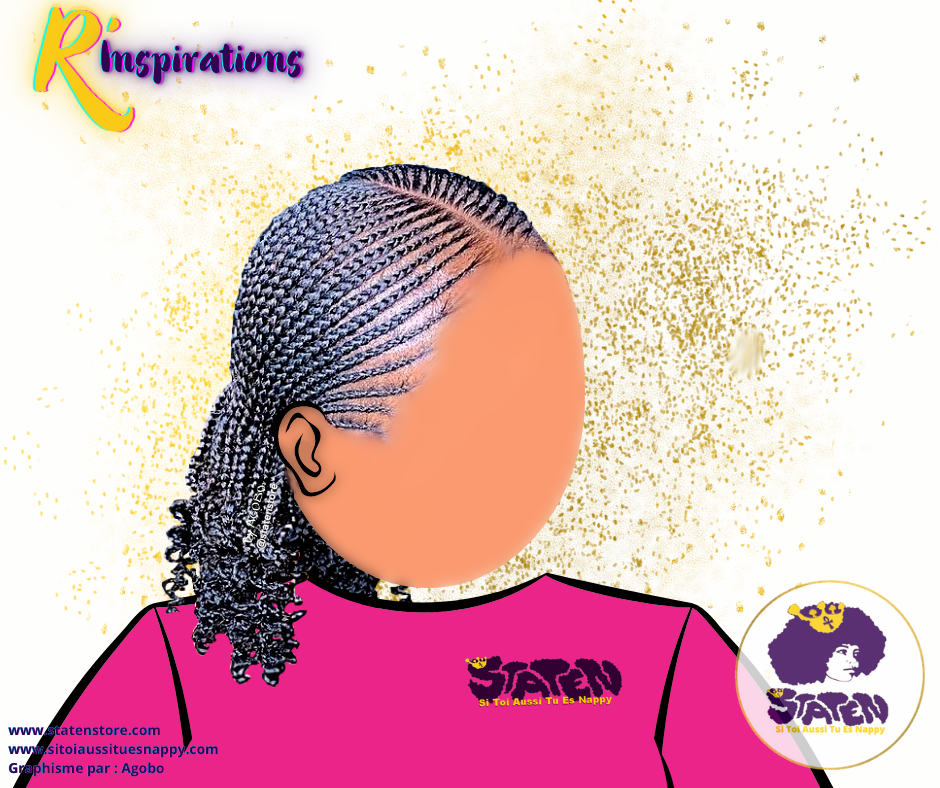🌀 Motifs Lignes Courbées & Tresses Collées/Cornrows