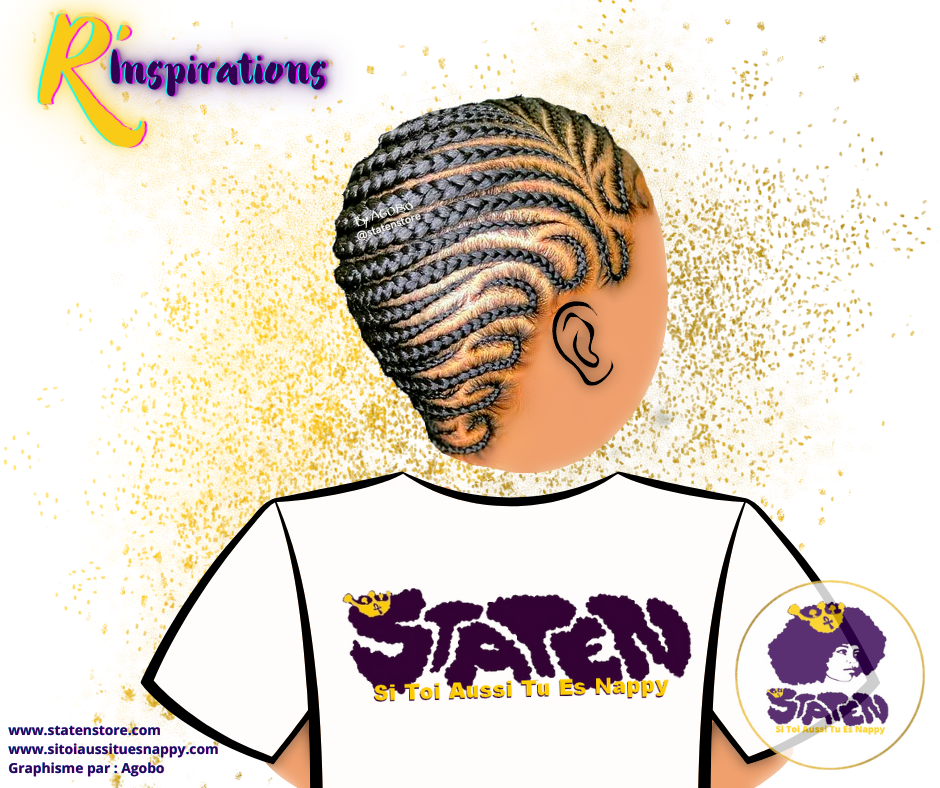 🌀 Motifs Lignes Courbées & Tresses Collées/Cornrows