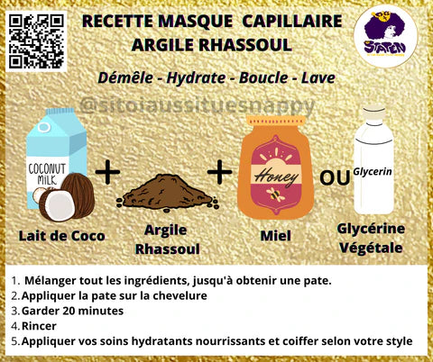 Recette Masque Capillaire à l'Argile Ghassoul pour Cheveux Crépus Bouclés